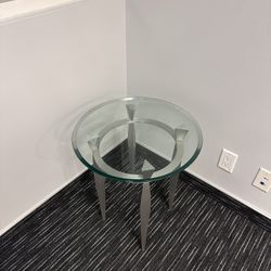 Round Glass / Pewter Metal Side Table