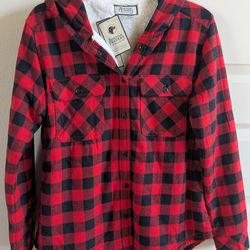 Women's Sherpa-Lined flannel hoodie