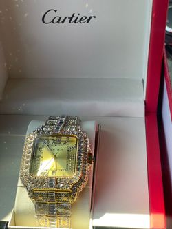 Cartier Santos Iced Out Gold Watch