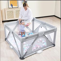 ANGELBLISS WL-01 Foldable Baby Playpen with Mesh & 50 Balls – 50"x50"