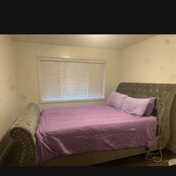 Queen Grey Head Board / Frame Plus Box Spring 