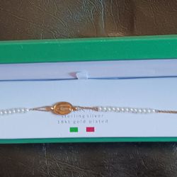 925 Sterling Silver Lucia Mara Rosary Bracelet And 14 Karat Gold