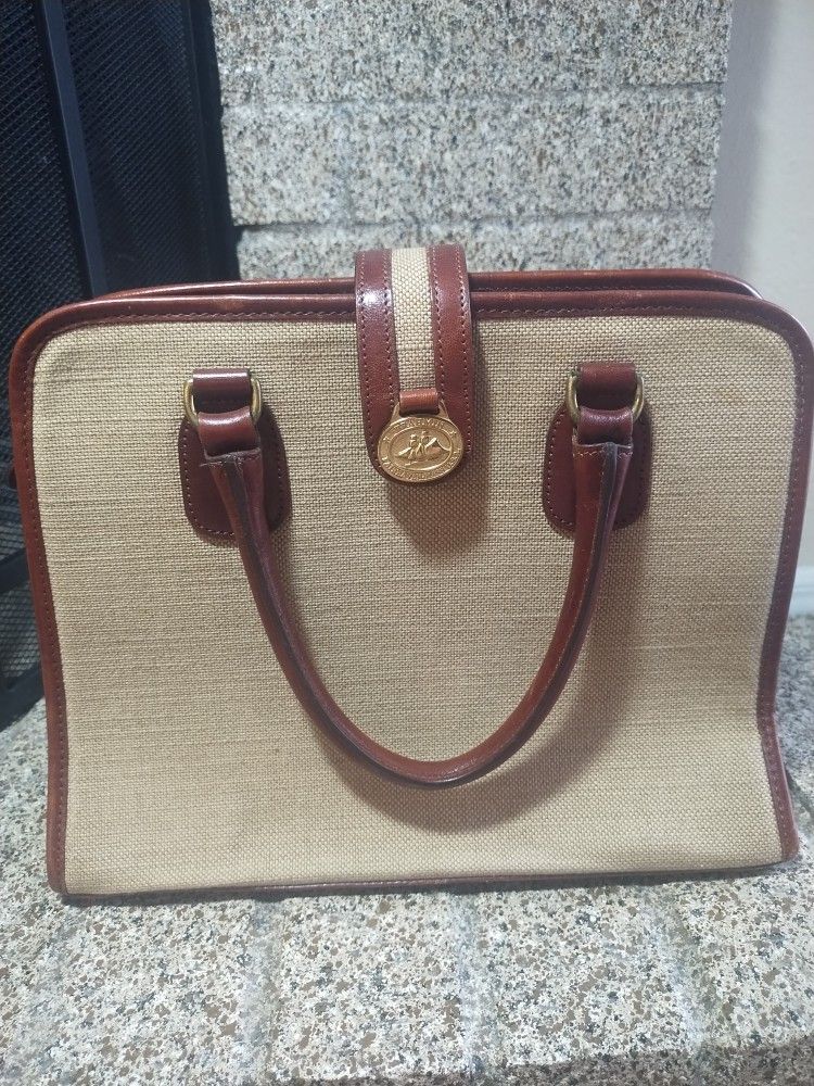 Vintage Brahmin Purse Canvas Leather