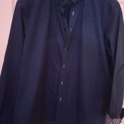 Men's Coofandy Shirt Size 3XL Blue W/Black & White Plaid