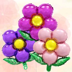 2 Sets Foil Flower Balloons, Pink. Purple, Magenta Party Decorations 6 Balloons