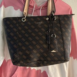 Title: Stylish Guess Monogram Tote Bag