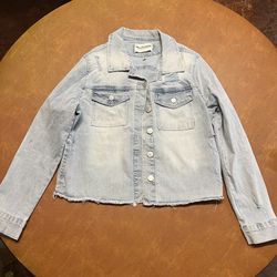 Wallflower Jean Denim Jacket Women's Size L Blue Button Up Light Wash Pockets #233/1