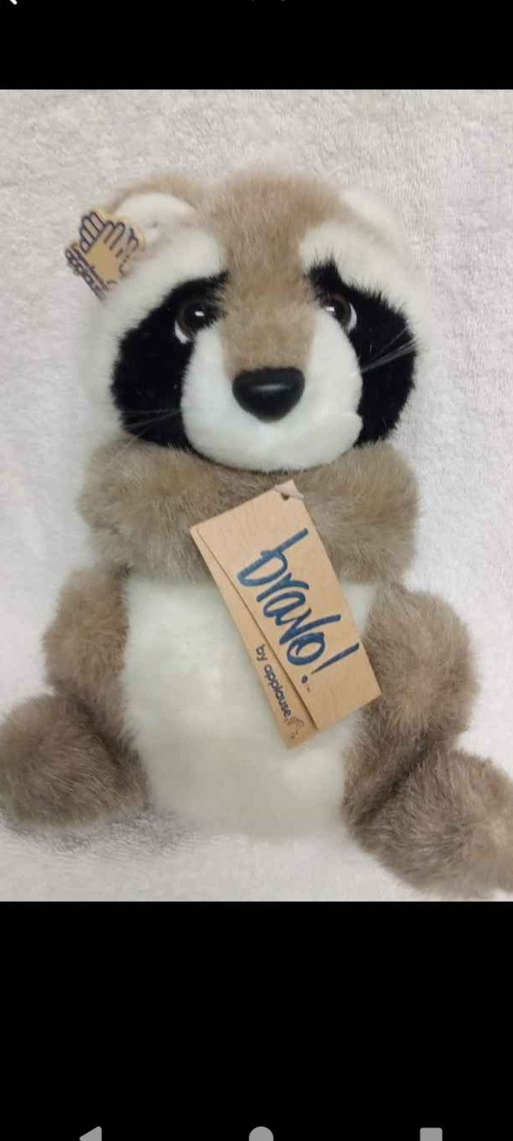 RACCOON VINTAGE APPLAUSE BRAVO RACCOON TAN 13800 JASPER STUFFED ANIMAL PLUSH TOY 10" RARE