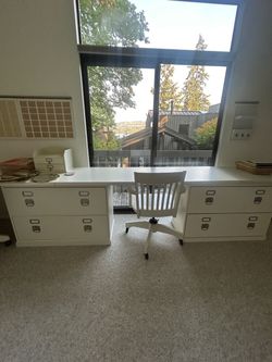 Pottery Barn Aubrey Desk Set Up (two desks, two chairs)
