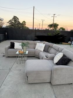 Grey sectional recliner couch