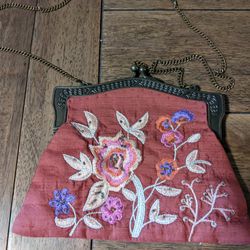 Silk Embroidered Victorian Style Purse