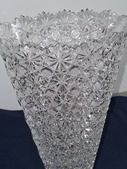 Vintage Crystal Cut Glass Flower Vase