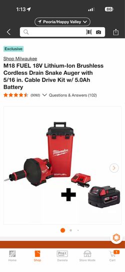 New milwaukee M18 Fuel drain snake