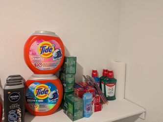 Tide Gain All Axe Body Wash Nivea Body wash Pert Irish Spring Colgate optic white Colgate mouthwash