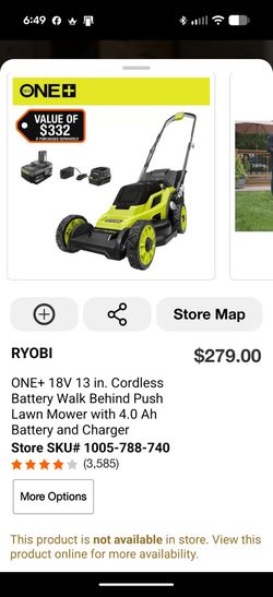 Ryobi 13 in 18 volt push mower (43 Ave and Baseline in Laveen)
