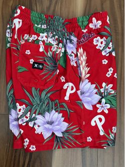 Hurley '47 Beach Pool Shorts Men Trunks Size Large| MLB Phillies 17"