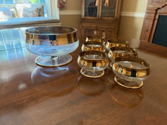 Vintage Glass and Gold Rimmed Set