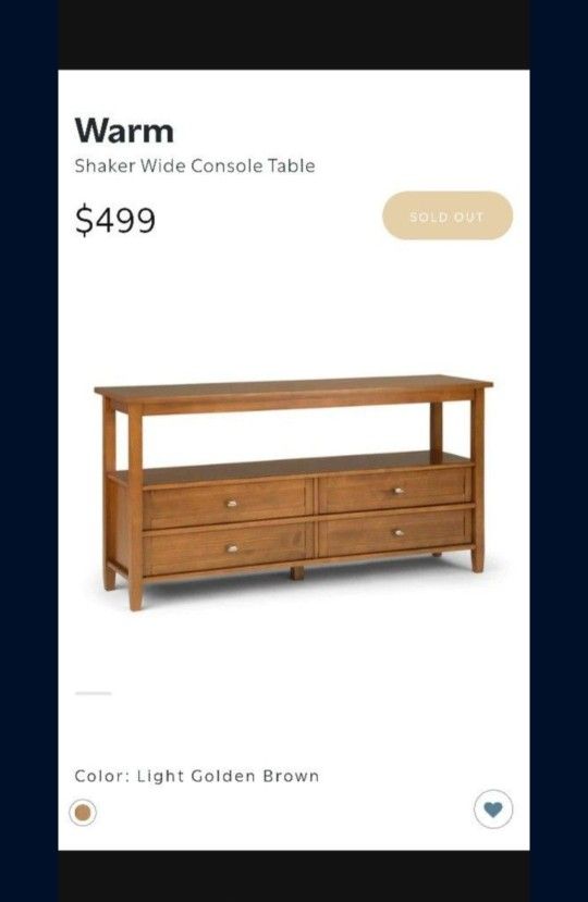 New 60" Wide Solid Wood Console/Sofa Table/ Tv Stand Asking
$250 Retail $500+tax
Nueva mesa de madera solida para sala o para tv $250