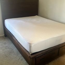 Queen Bed Set- Frame Mattress And Mattress Cover