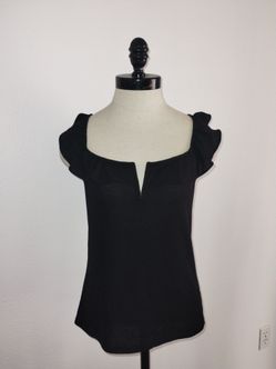 Aeropostale Juniors Black Ruffle Top Blouse Size Large