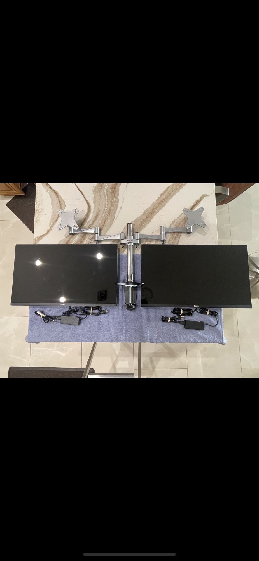 DELL 27 Inch Monitor With Dual Clamps Arms