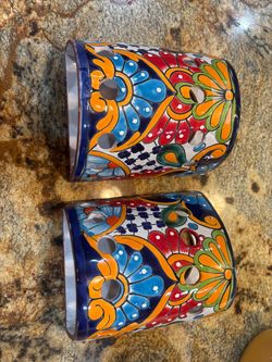 Talavera Ceramic Wall Sconce Planters Set of 2