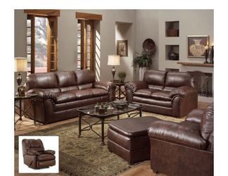 2 PCS DOUBLE PADDED BONDED LEATHER SOFA AND LOVE SEAT SIMMONS BRAND NEW