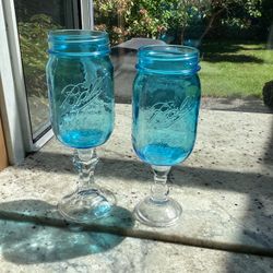 Set Of 2 Vintage Mason Jar Candle Holders