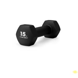 Pair of Hex Neoprene 15lb Dumbbell - Black