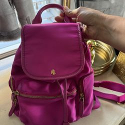 Lauren Ralph Lauren Small backpack Pink Fuchsia  With Gold 