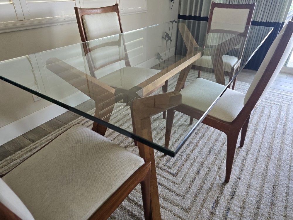 Beautiful Glass Wood Dining Table