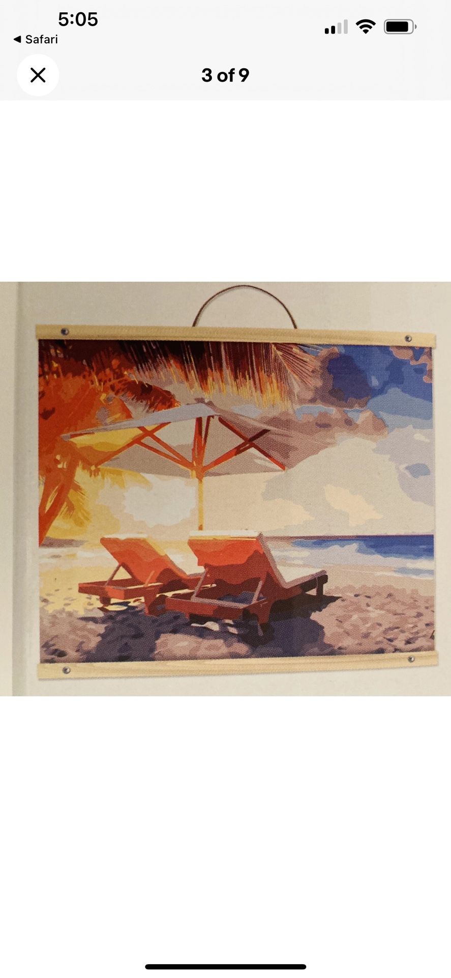 BRAND NEW- Artist's Loft Paint By Number Kit Canvas 20x16 Beach Chairs Umbrella