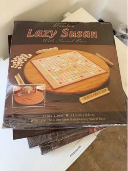 Seville Classics Bamboo Lazy Susan w/ Steel Ball-Bearing Swivel Base 21 Inches