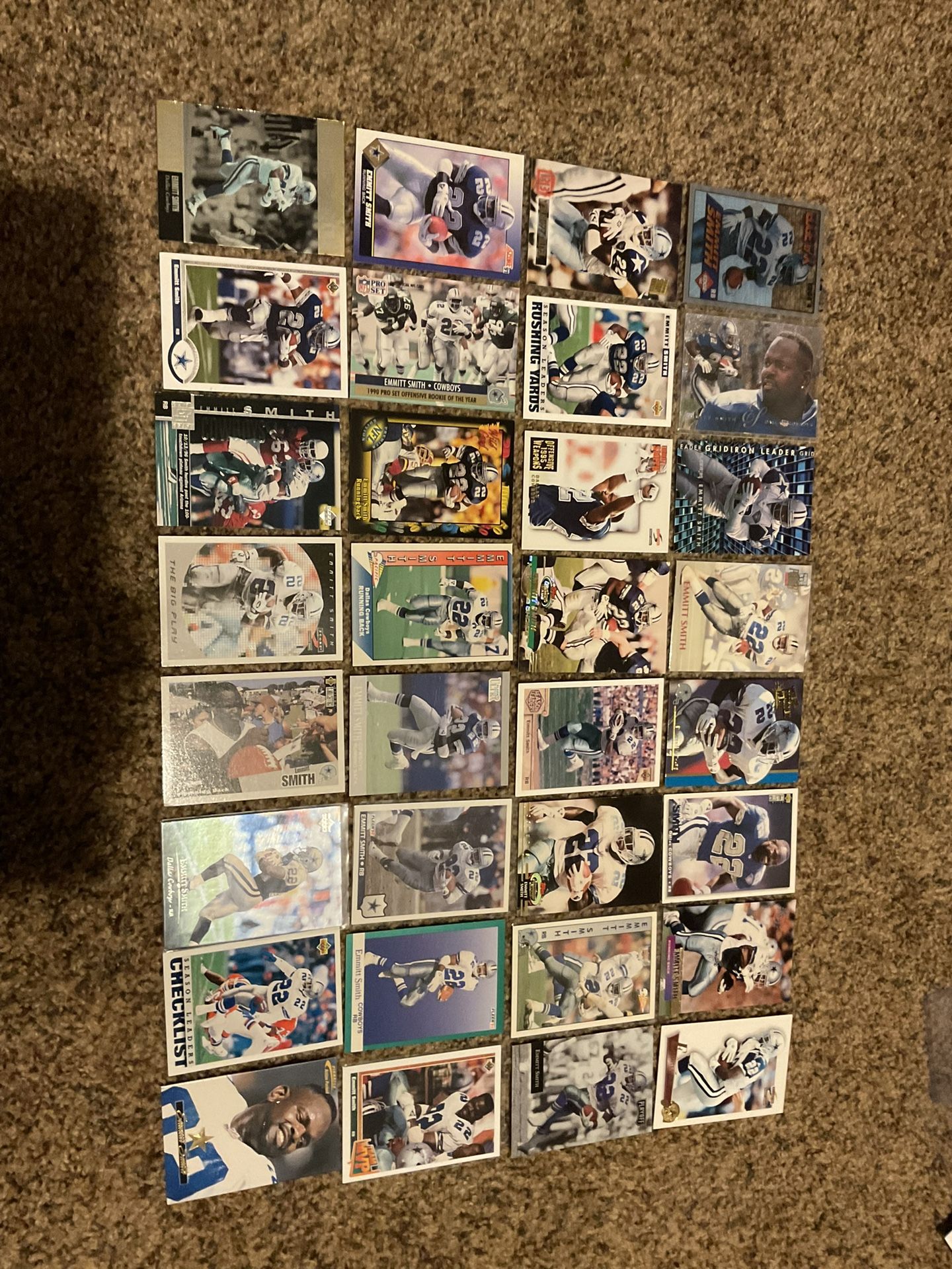 32 Emmitt Smith Football Cards With Inserts Dallas Cowboys, Cardinals Legend HOF
