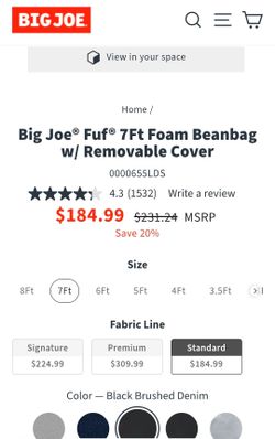 Big Joe Fuf 7Ft Giant Foam Bean Bag Chair