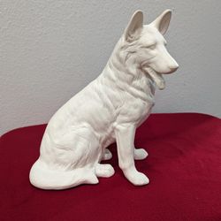 Ceramic Bisque U-Paint Sitting German Shepherd Figurine/ Statue 