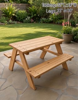 Handmade Wooden Kids Picnic Table – Ages 2-6