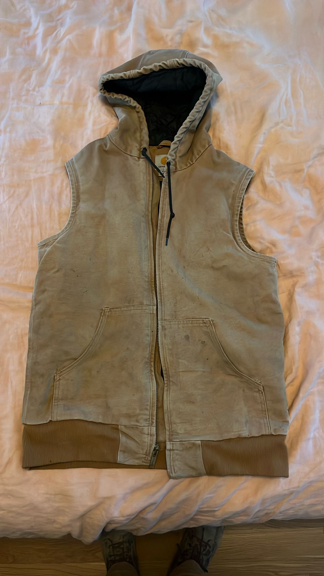 Carhartt Duck Work Vest Hooded Insulated Lined Quilt 100121211 Men’s Size Medium