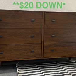 New Mid-Century Walnut Finish Dresser (Easy Finance & Delivery)