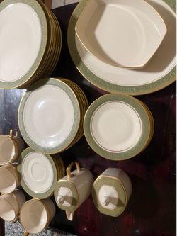 Complete 44-Pc Vintage Franciscan Masterpiece China Set – "Antique Green" – Service for 8 + Serving Pieces