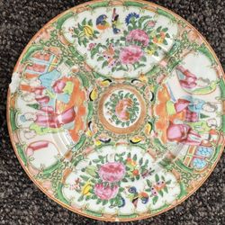 Antique Chinese export canton rose famille rose  Mandarin Porcelain plate