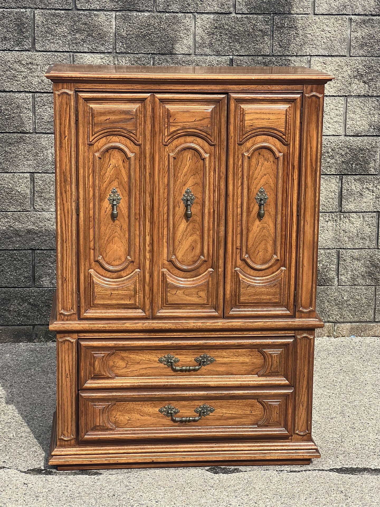 Thomasville solid oak armoire chest