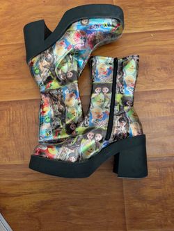 Steve Madden Platform Boots Women’s Size 7 Y2K Collage Print