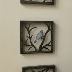 Set Of Metal Birds On Branch Pictures