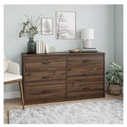 Mainstays Classic 6 Drawer Dresser, Walnut