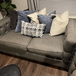 Love Seat Grey Nail Heads Comfortable 