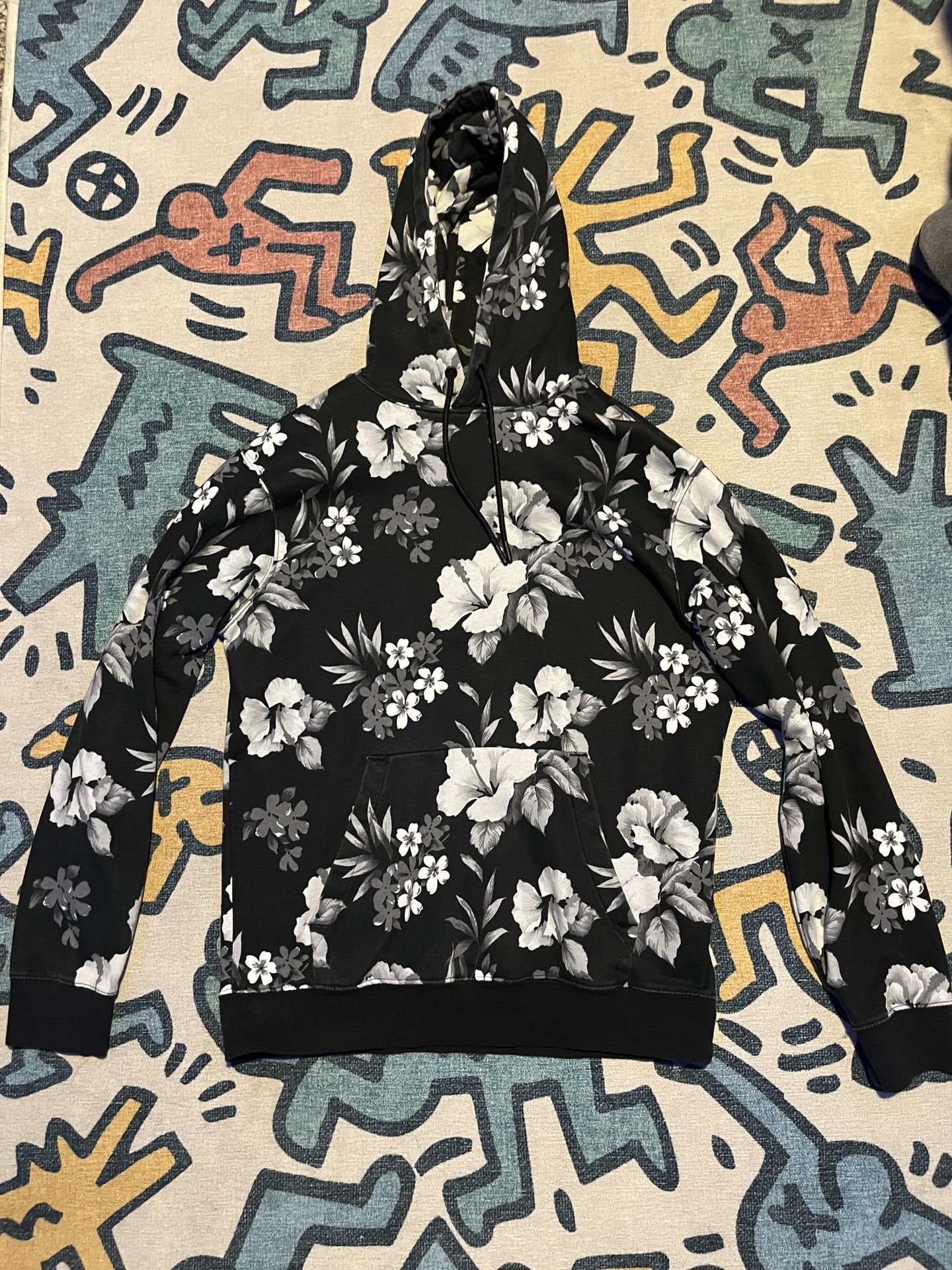 CSG Black and white floral hoodie