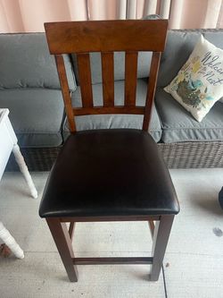 Wood Counter Height Chair with Black Seat