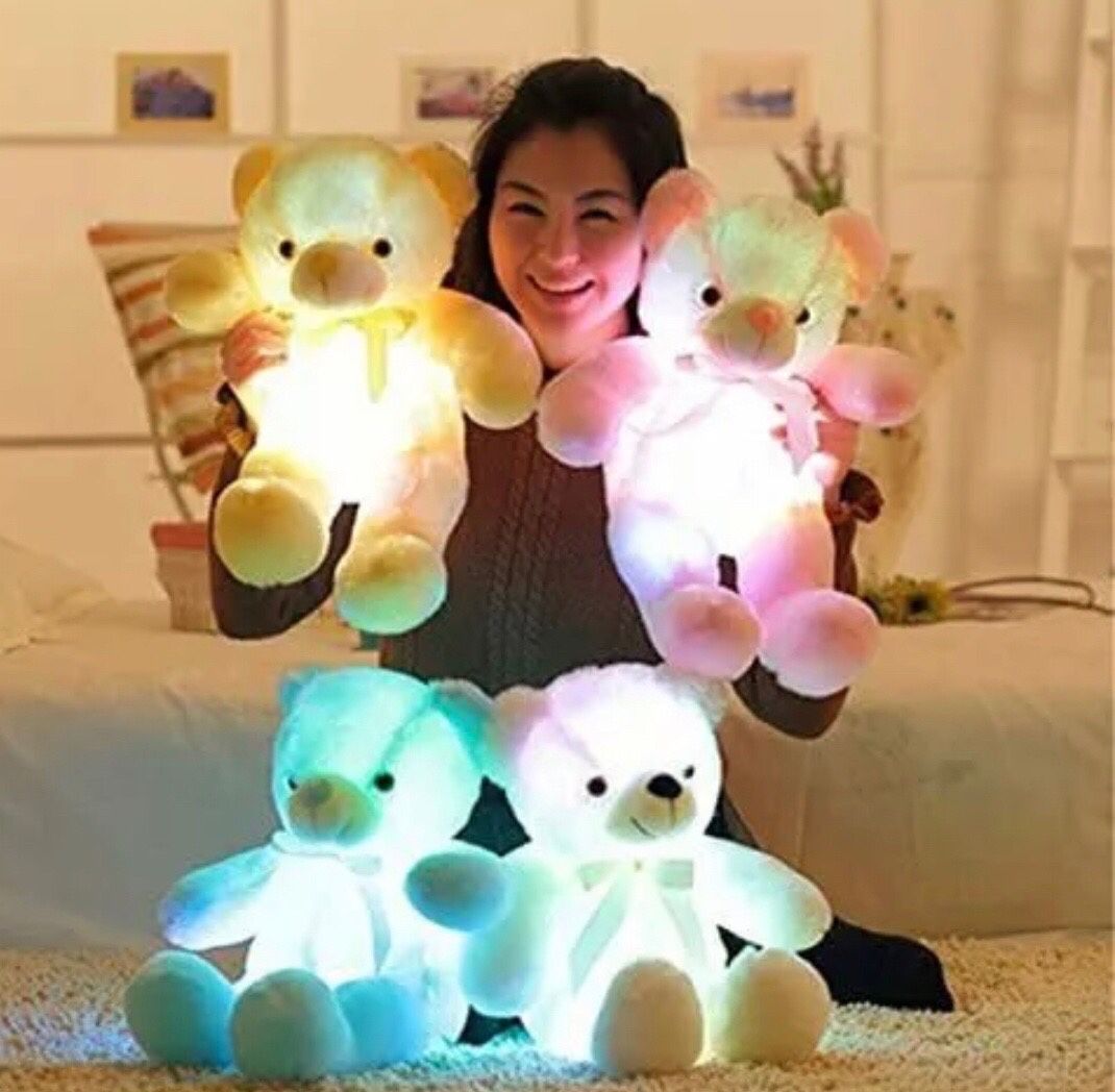 LED Lighting Christmas Teddy Bears And Unicorns, White, Yellow And Pink