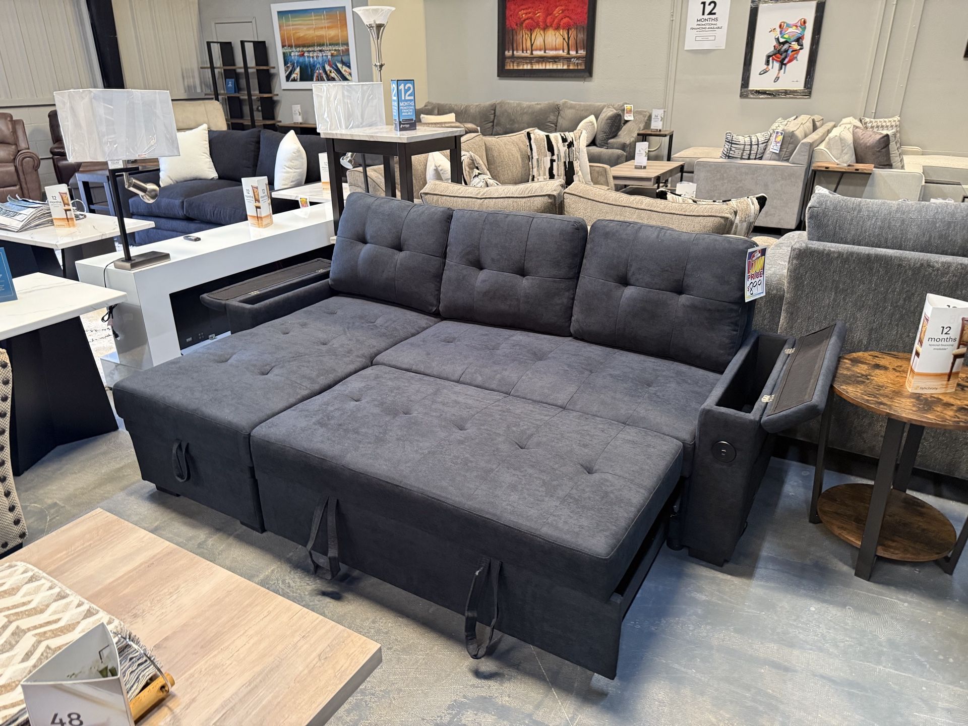 Sectional sofa sleeper with storage!